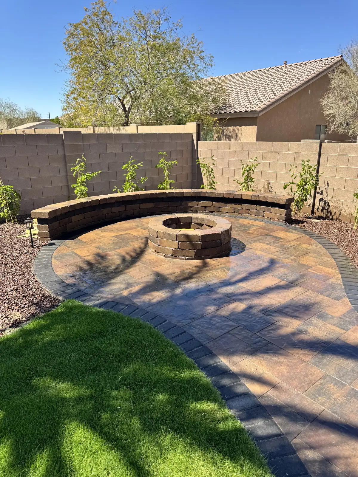 Fire pit seat wall patio