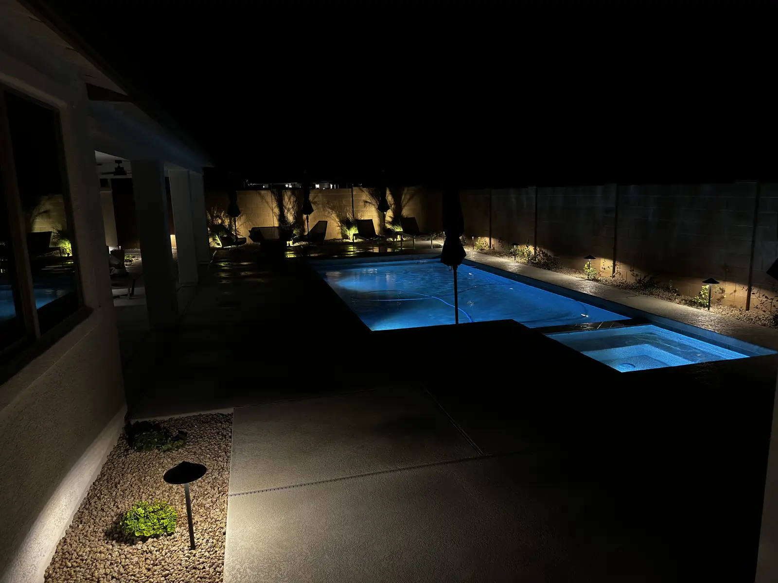 Pool deck lighting night