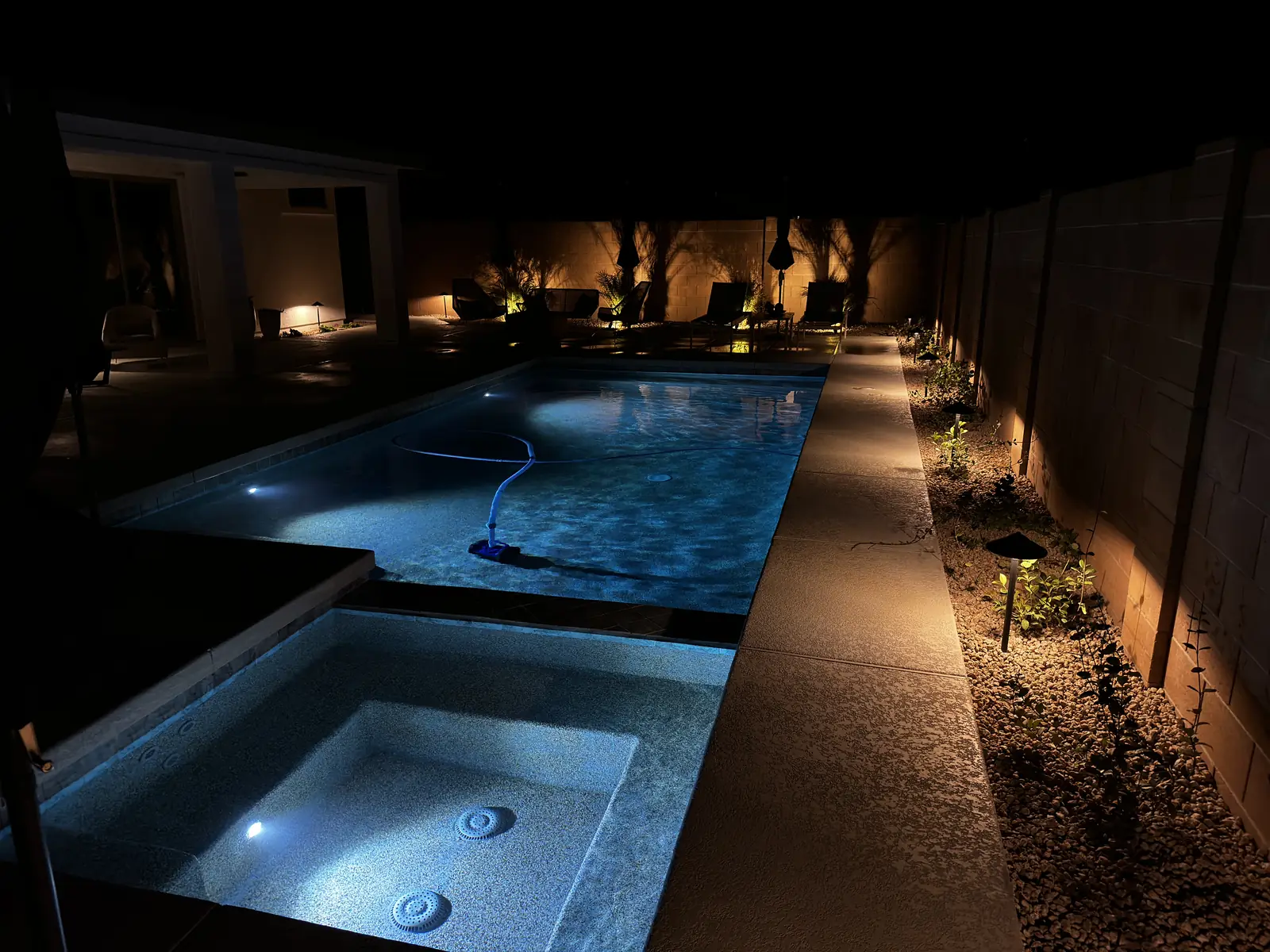 Pool landscape lighting night