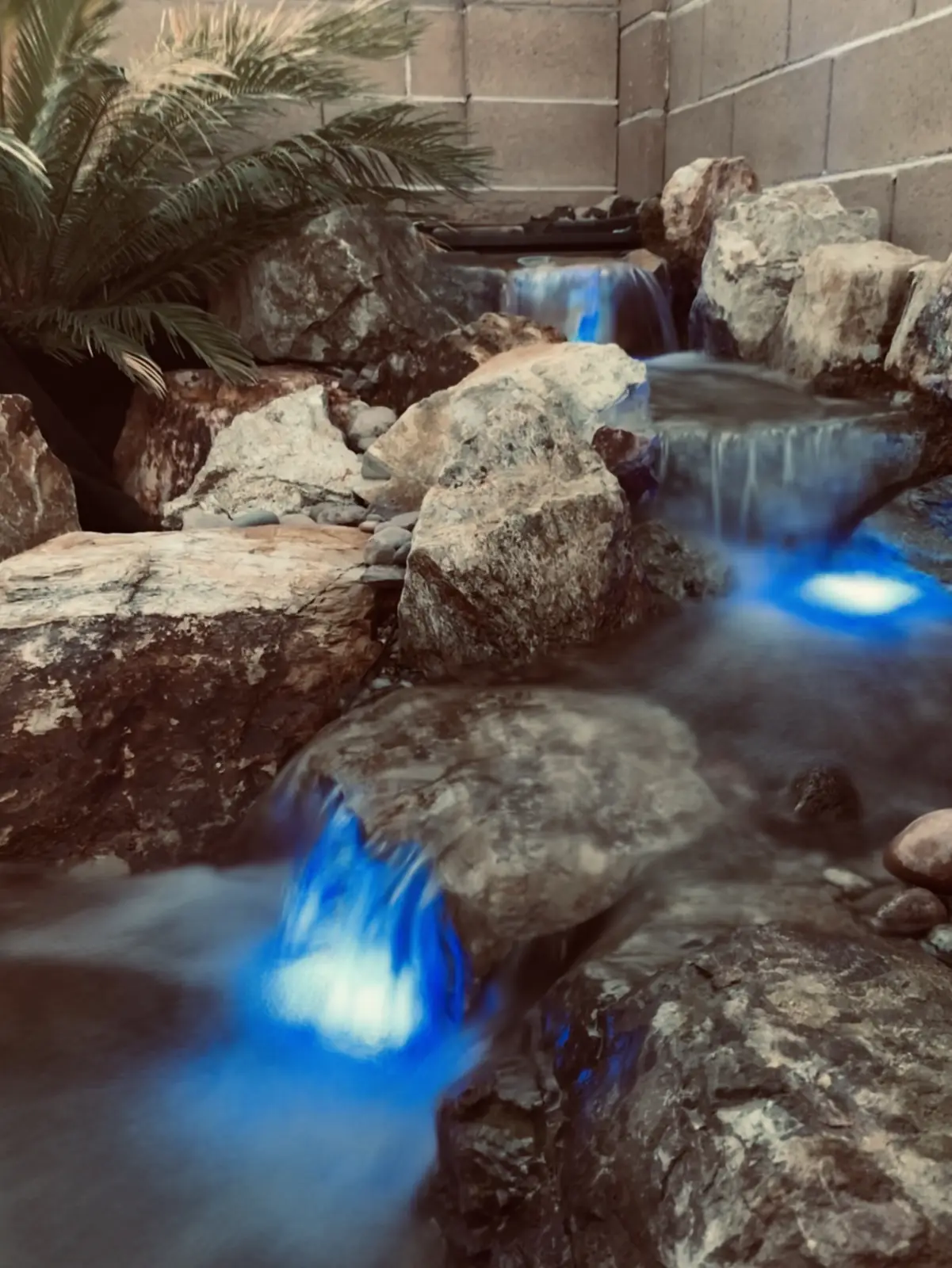Waterfall underwater lighting