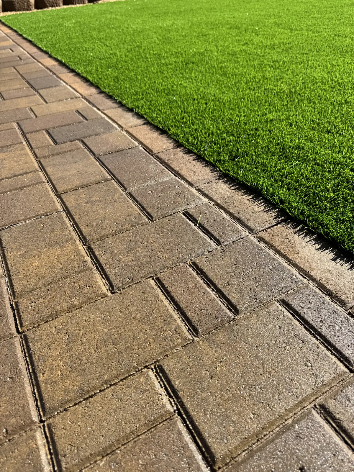 Paver border artificial turf