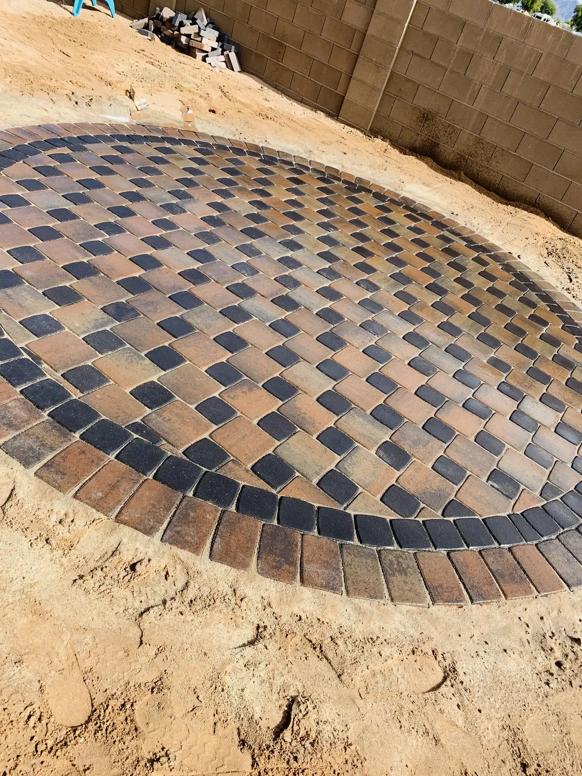 Paver circle checkerboard pattern