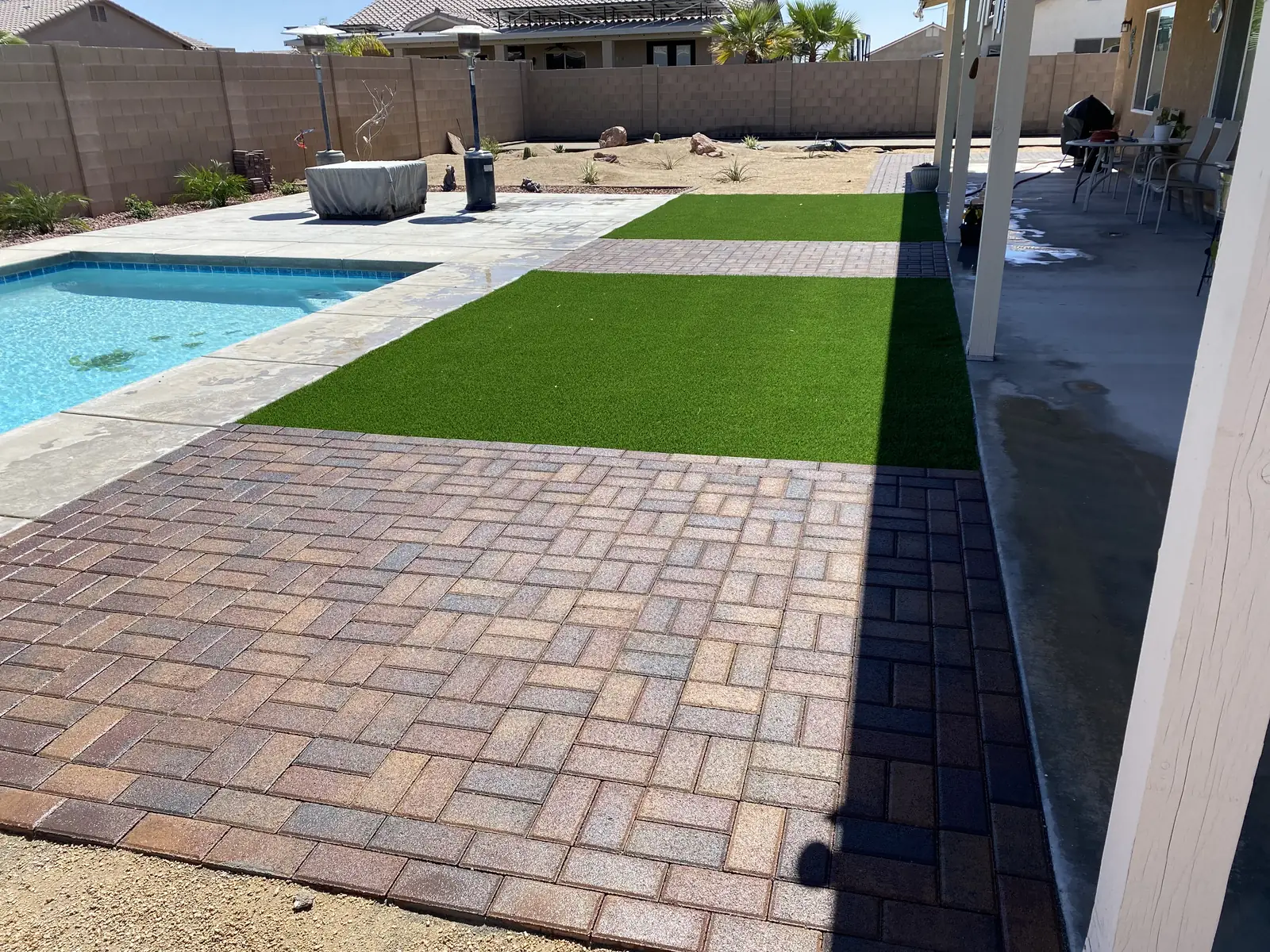 Pool deck pavers artificial turf