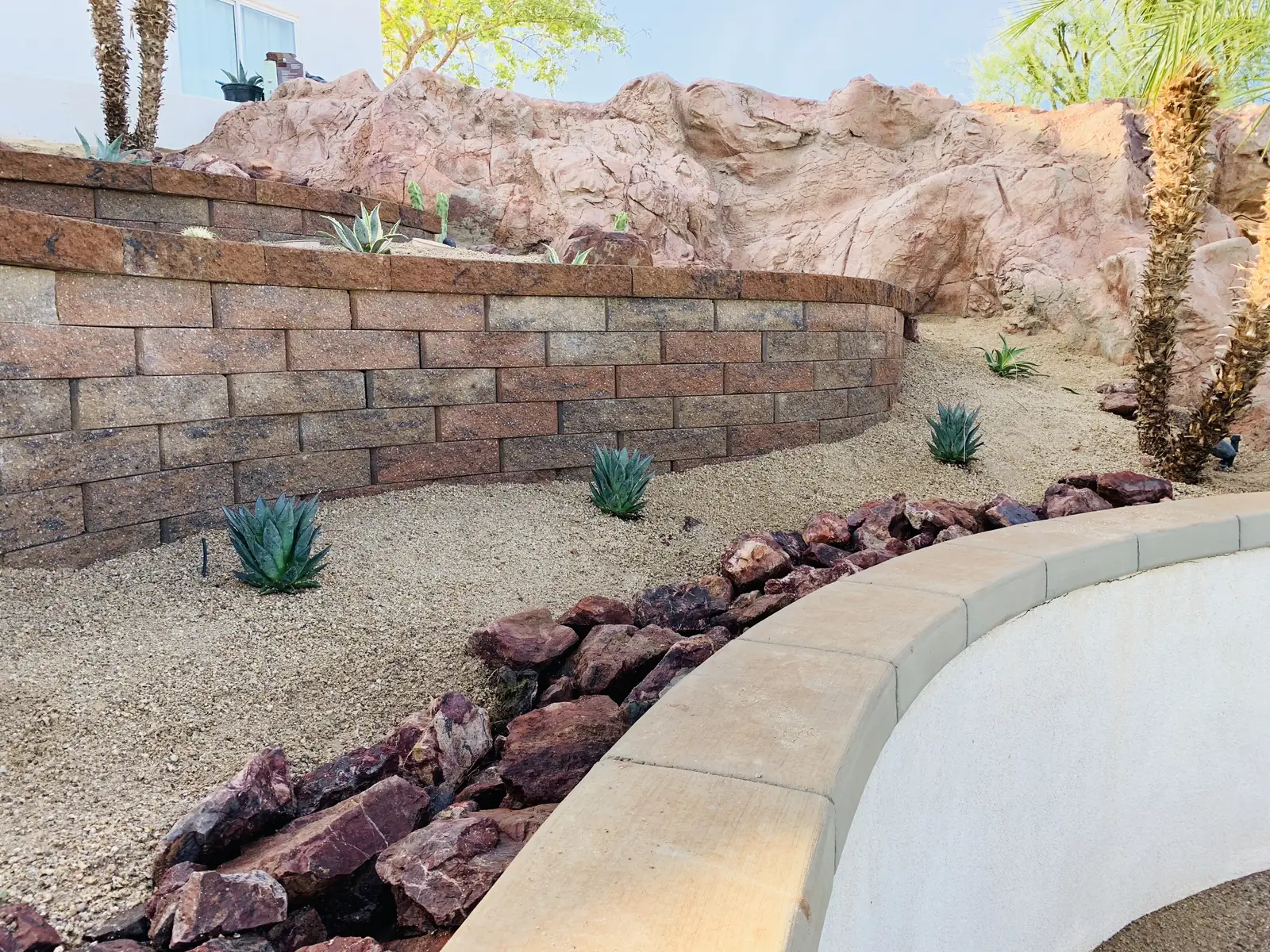 Retaining wall desert landscape