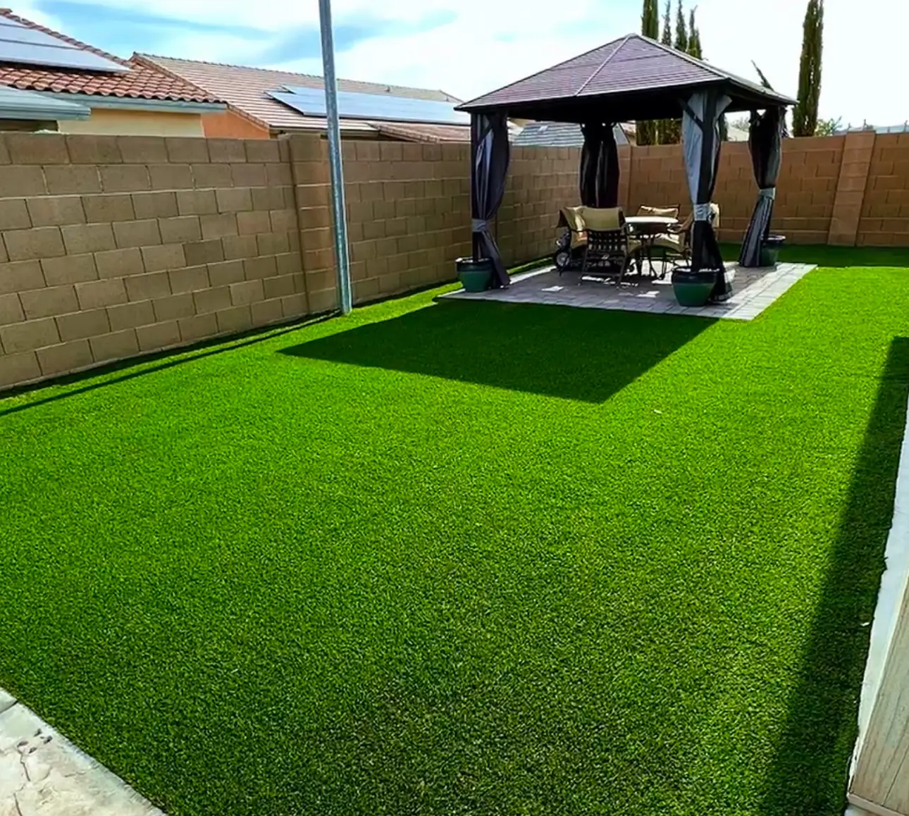 Gazebo shade structure artificial turf