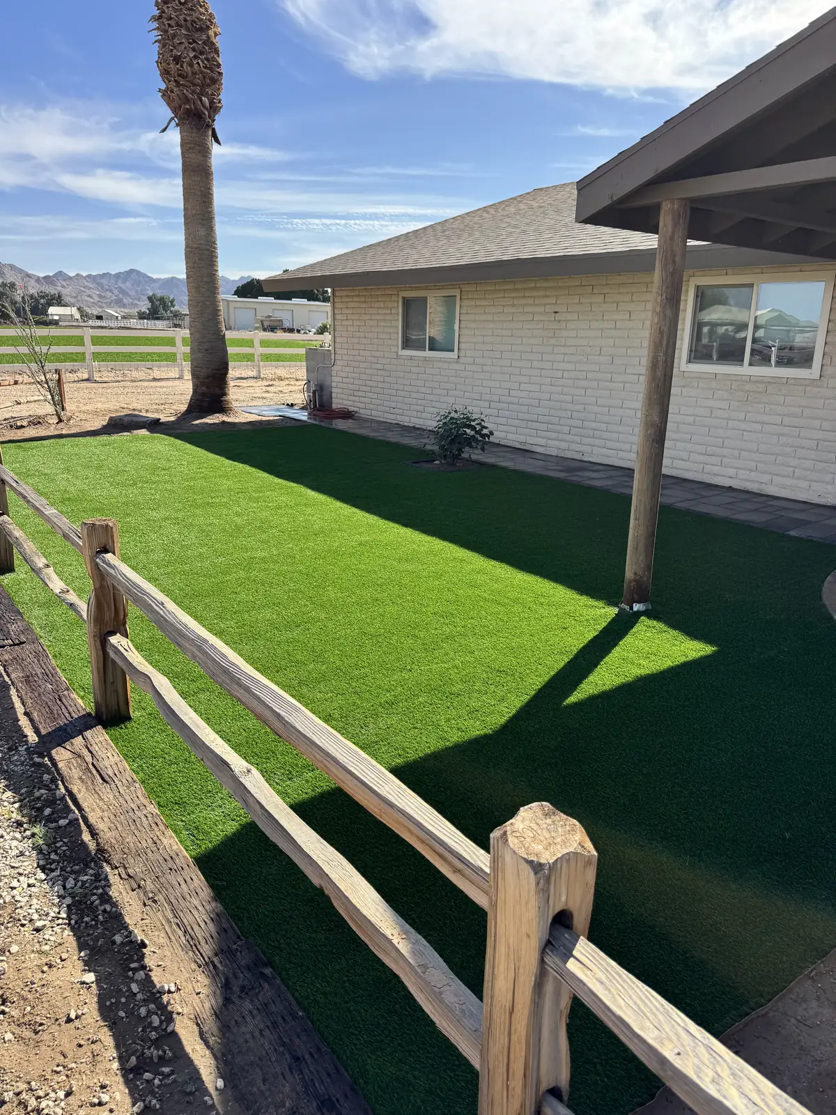 Artificial turf backyard lawn
