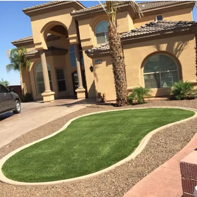 Artificial turf front yard lawn