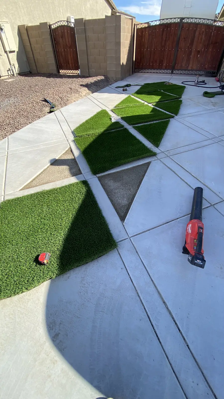 Artificial turf paver courtyard