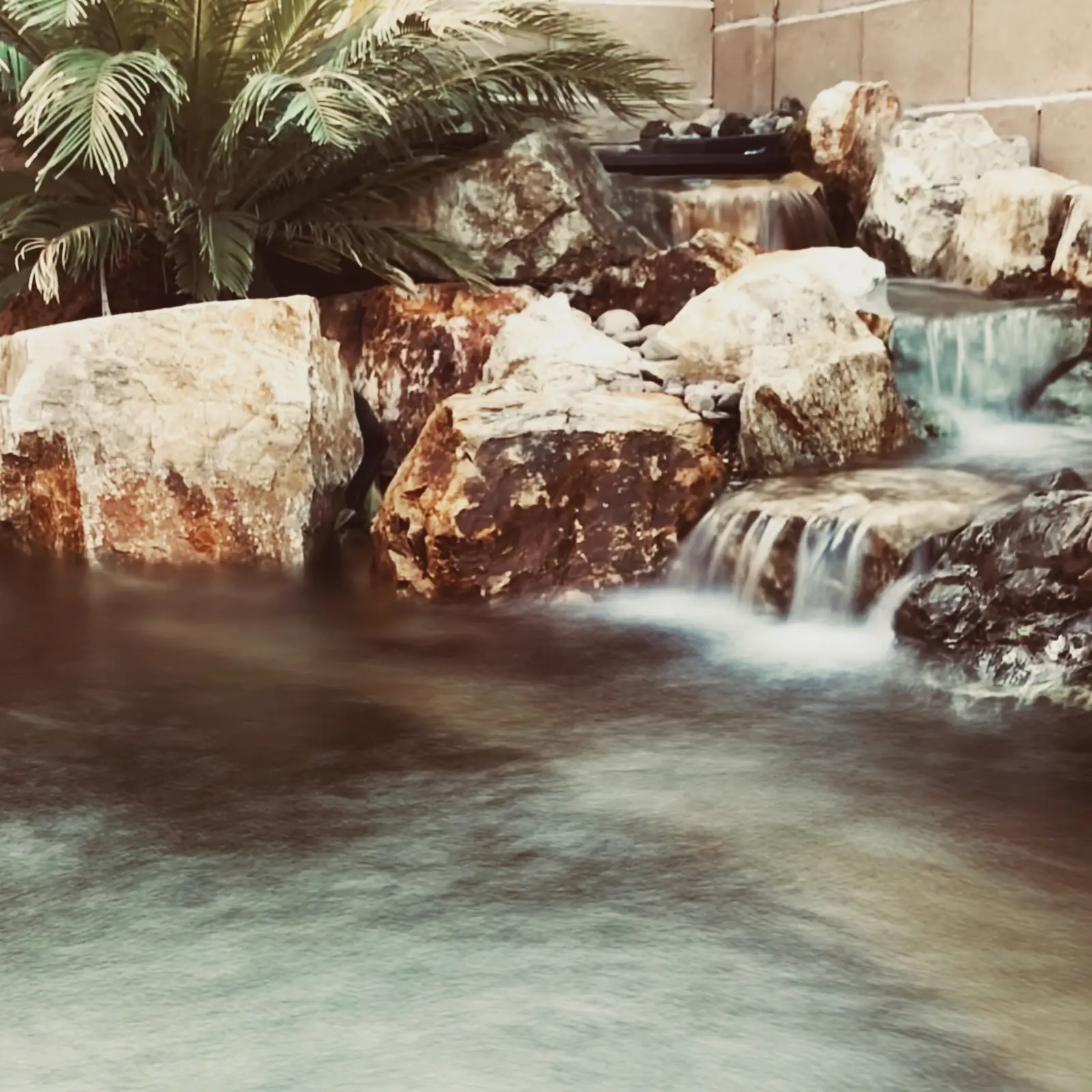 Pondless waterfall boulder cascade