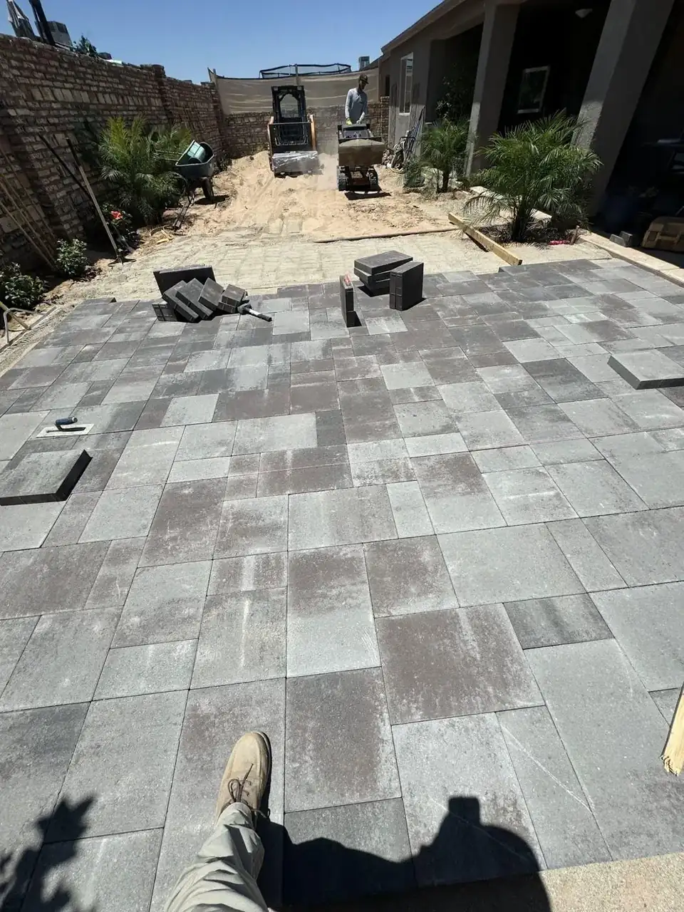 Large-format paver patio