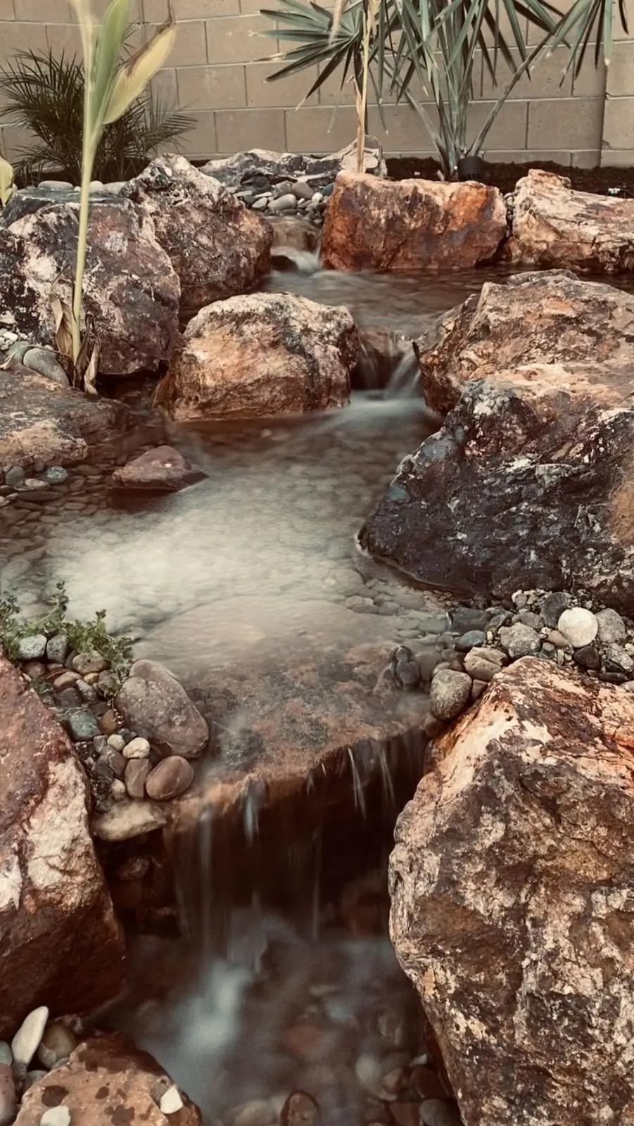 Medium pondless waterfall installation